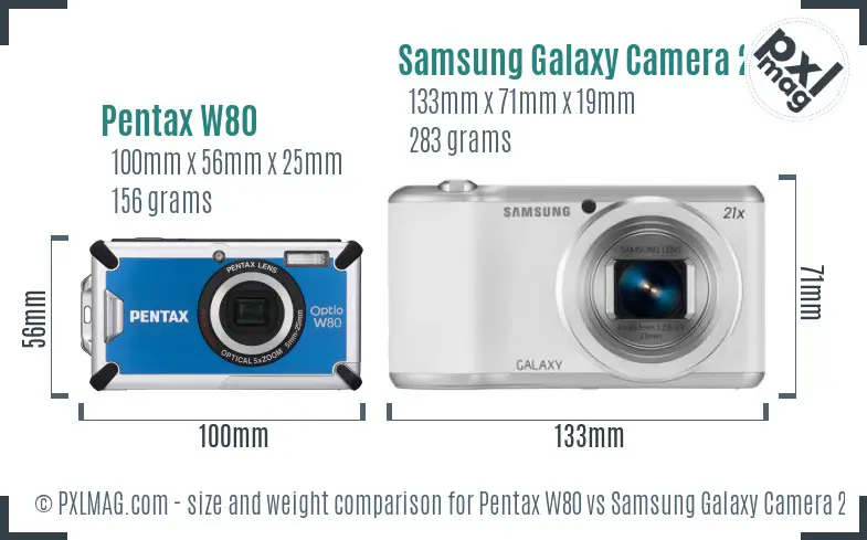 Pentax W80 vs Samsung Galaxy Camera 2 size comparison