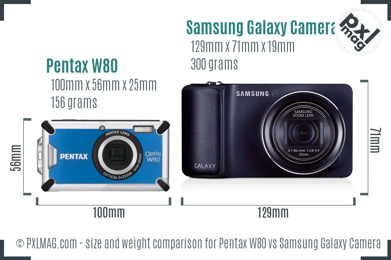 Pentax W80 vs Samsung Galaxy Camera size comparison Pentax W80 vs Samsung Galaxy Camera size comparison