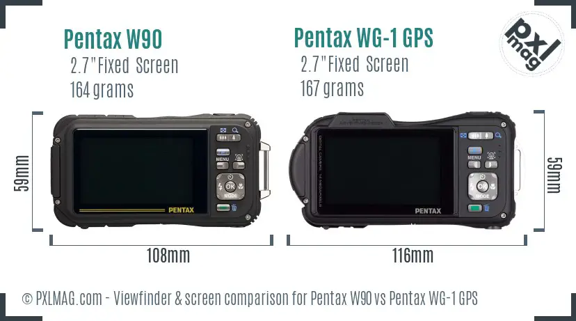 Pentax W90 vs Pentax WG-1 GPS Screen and Viewfinder comparison