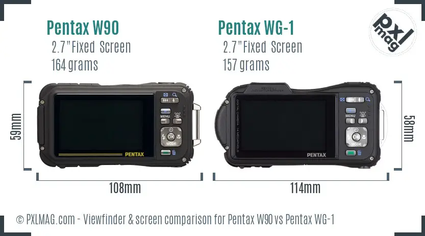 Pentax W90 vs Pentax WG-1 Screen and Viewfinder comparison