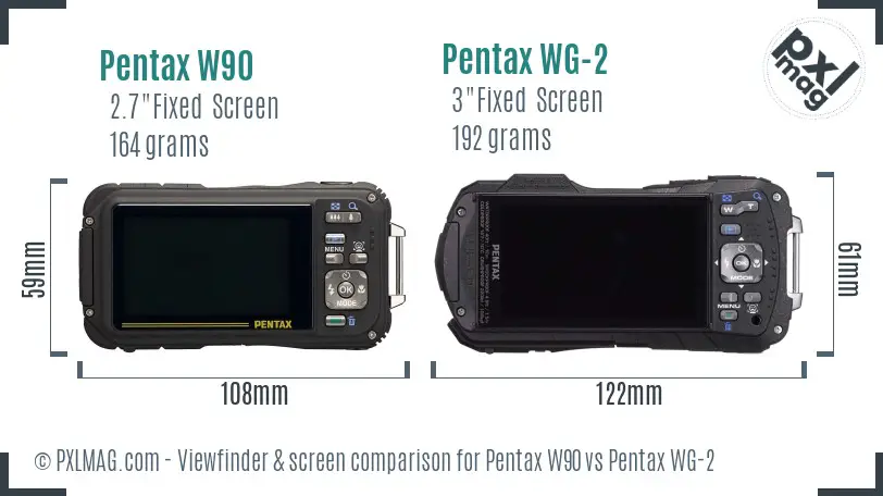 Pentax W90 vs Pentax WG-2 Screen and Viewfinder comparison