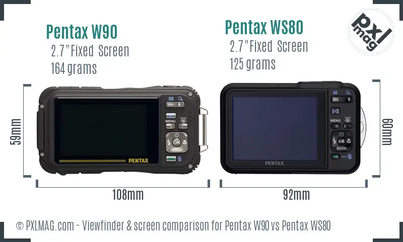 Pentax W90 vs Pentax WS80 Screen and Viewfinder comparison