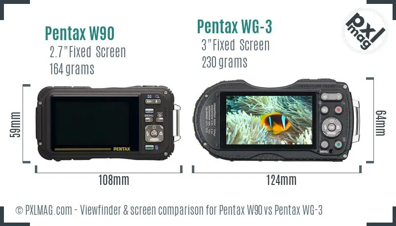 Pentax W90 vs Pentax WG-3 Screen and Viewfinder comparison