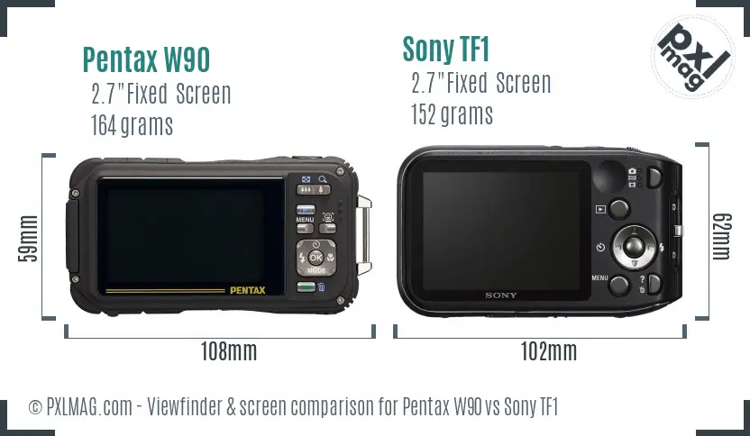 Pentax W90 vs Sony TF1 Screen and Viewfinder comparison