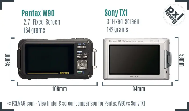 Pentax W90 vs Sony TX1 Screen and Viewfinder comparison Pentax W90 vs Sony TX1 Screen and Viewfinder comparison