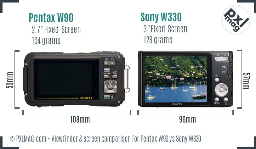 Pentax W90 vs Sony W330 Screen and Viewfinder comparison Pentax W90 vs Sony W330 Screen and Viewfinder comparison