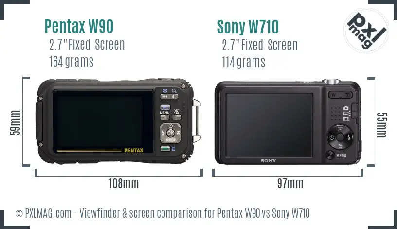 Pentax W90 vs Sony W710 Screen and Viewfinder comparison Pentax W90 vs Sony W710 Screen and Viewfinder comparison
