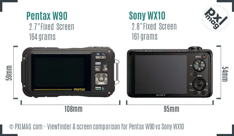 Pentax W90 vs Sony WX10 Screen and Viewfinder comparison Pentax W90 vs Sony WX10 Screen and Viewfinder comparison