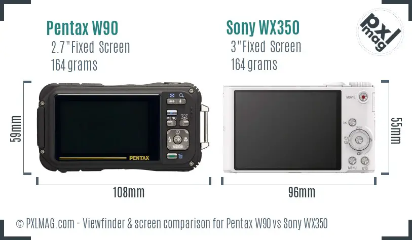 Pentax W90 vs Sony WX350 Screen and Viewfinder comparison Pentax W90 vs Sony WX350 Screen and Viewfinder comparison