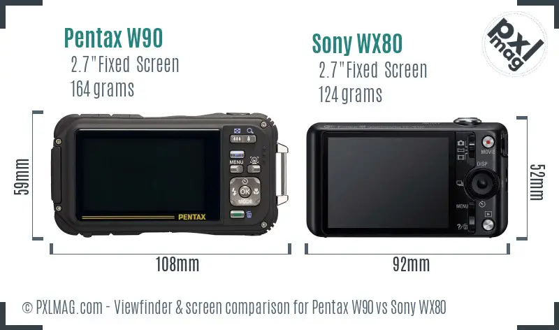Pentax W90 vs Sony WX80 Screen and Viewfinder comparison Pentax W90 vs Sony WX80 Screen and Viewfinder comparison