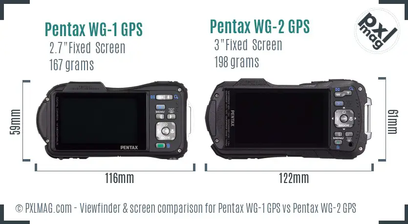 Pentax WG-1 GPS vs Pentax WG-2 GPS Screen and Viewfinder comparison