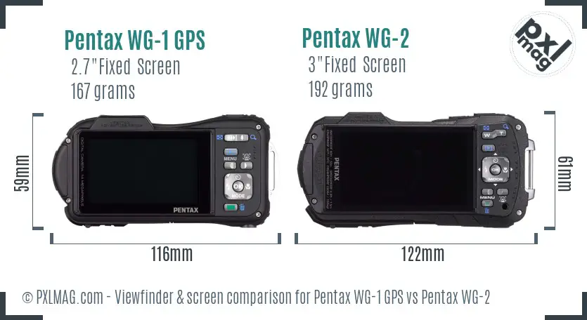 Pentax WG-1 GPS vs Pentax WG-2 Screen and Viewfinder comparison