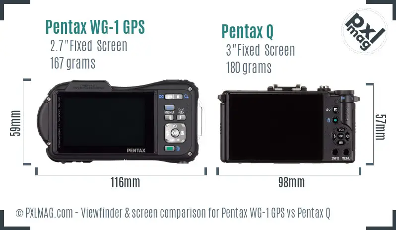 Pentax WG-1 GPS vs Pentax Q Screen and Viewfinder comparison