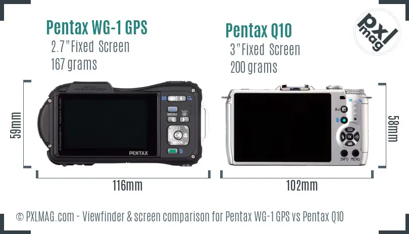 Pentax WG-1 GPS vs Pentax Q10 Screen and Viewfinder comparison