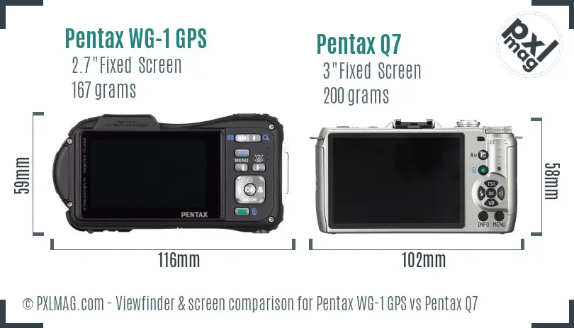Pentax WG-1 GPS vs Pentax Q7 Screen and Viewfinder comparison