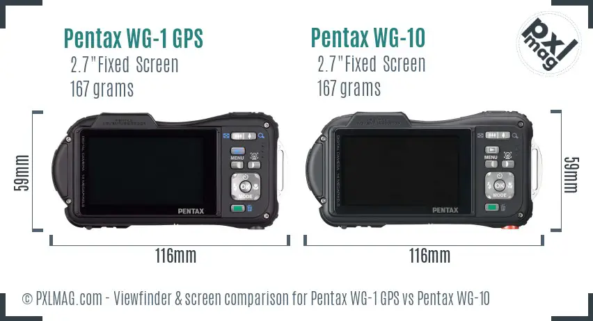 Pentax WG-1 GPS vs Pentax WG-10 Screen and Viewfinder comparison