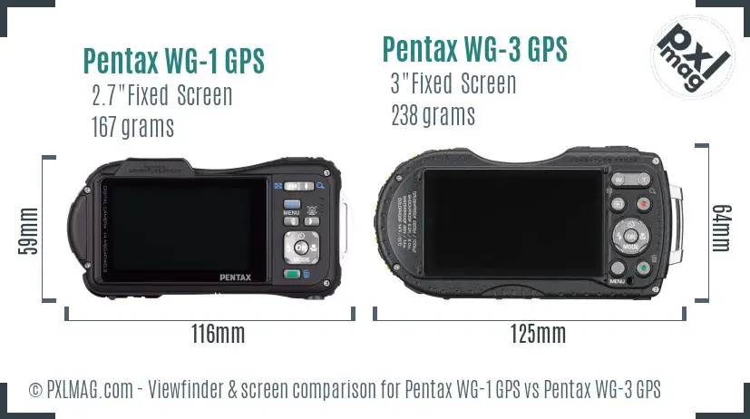Pentax WG-1 GPS vs Pentax WG-3 GPS Screen and Viewfinder comparison