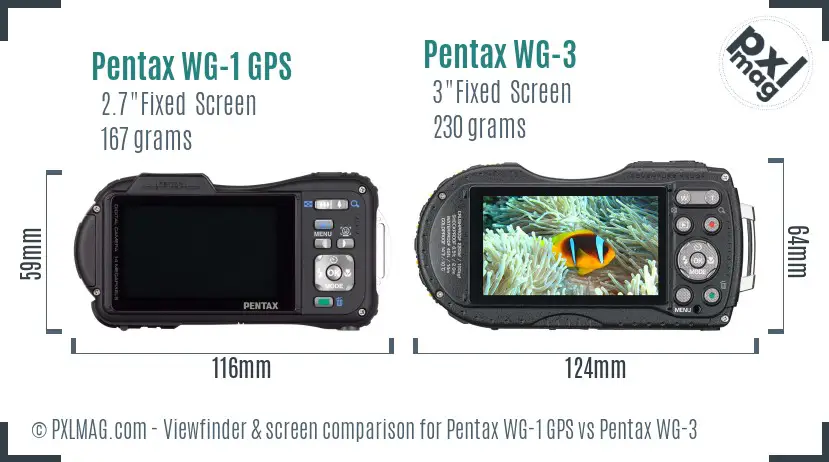 Pentax WG-1 GPS vs Pentax WG-3 Screen and Viewfinder comparison