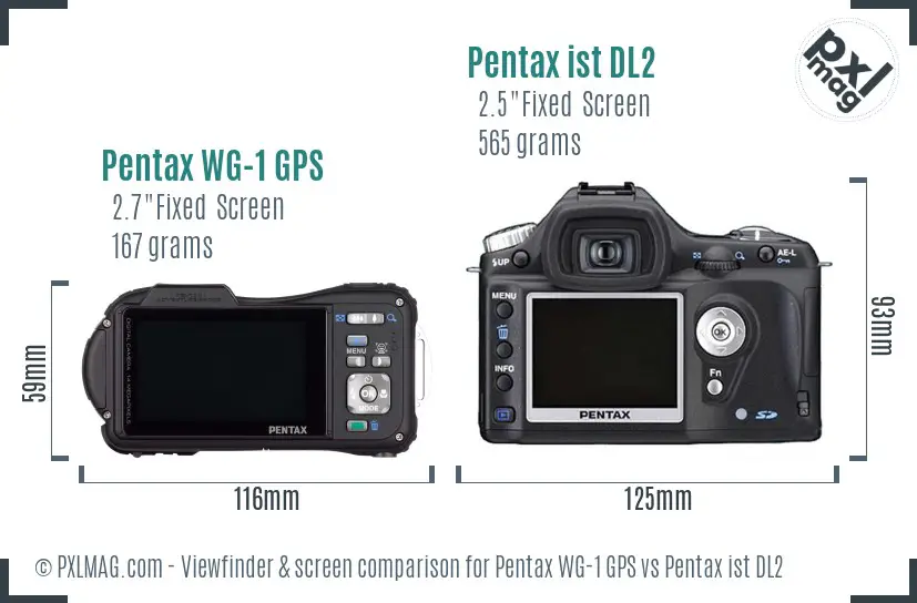Pentax WG-1 GPS vs Pentax ist DL2 Screen and Viewfinder comparison