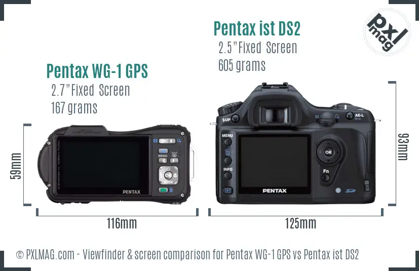 Pentax WG-1 GPS vs Pentax ist DS2 Screen and Viewfinder comparison