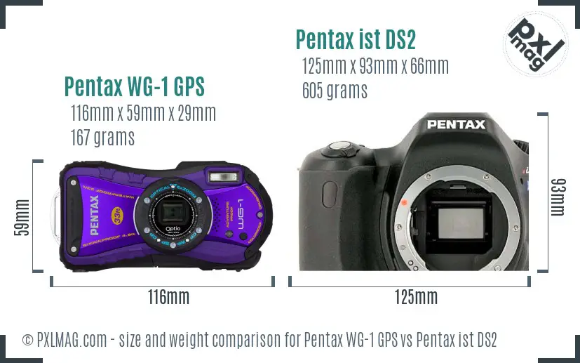 Pentax WG-1 GPS vs Pentax ist DS2 size comparison
