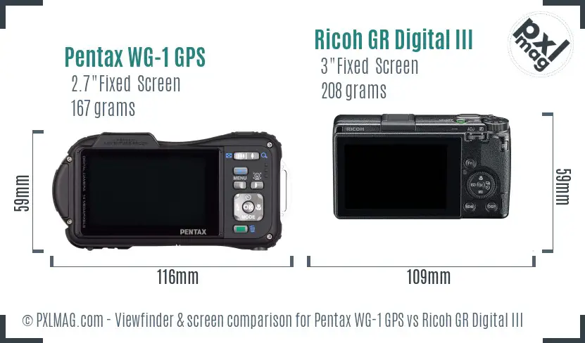 Pentax WG-1 GPS vs Ricoh GR Digital III Screen and Viewfinder comparison Pentax WG-1 GPS vs Ricoh GR Digital III Screen and Viewfinder comparison