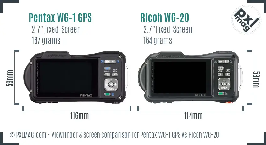 Pentax WG-1 GPS vs Ricoh WG-20 Screen and Viewfinder comparison