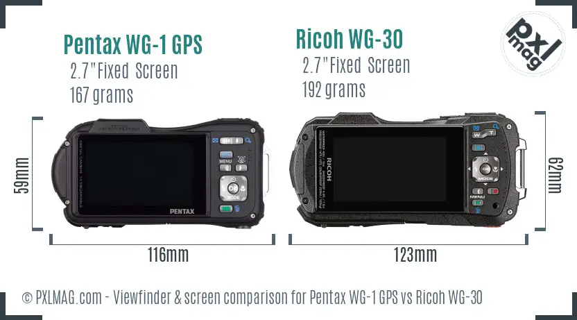 Pentax WG-1 GPS vs Ricoh WG-30 Screen and Viewfinder comparison