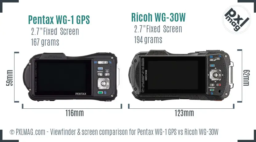 Pentax WG-1 GPS vs Ricoh WG-30W Screen and Viewfinder comparison