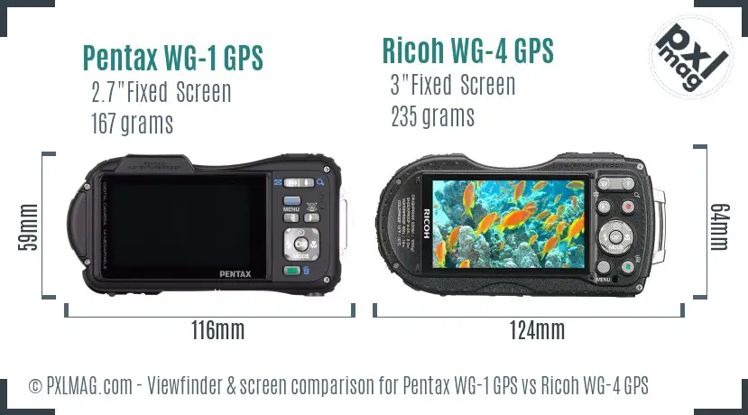 Pentax WG-1 GPS vs Ricoh WG-4 GPS Screen and Viewfinder comparison