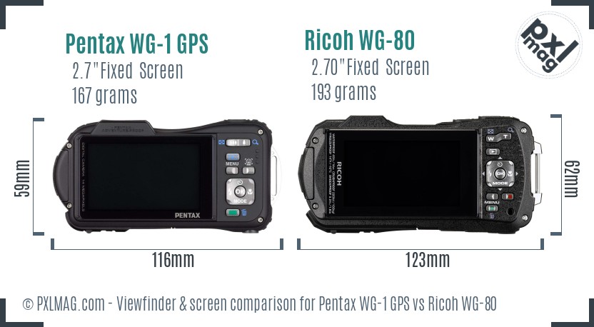 Pentax WG-1 GPS vs Ricoh WG-80 Screen and Viewfinder comparison