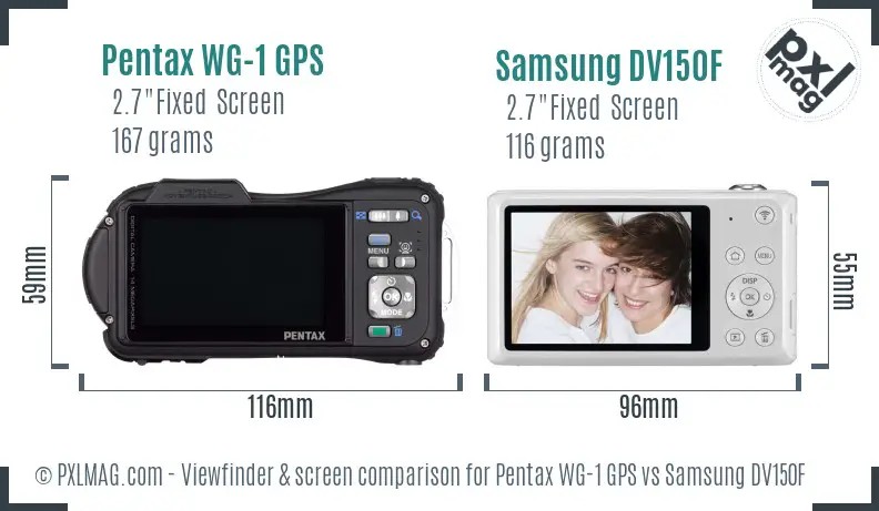 Pentax WG-1 GPS vs Samsung DV150F Screen and Viewfinder comparison Pentax WG-1 GPS vs Samsung DV150F Screen and Viewfinder comparison