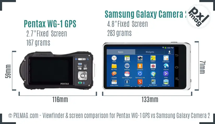 Pentax WG-1 GPS vs Samsung Galaxy Camera 2 Screen and Viewfinder comparison