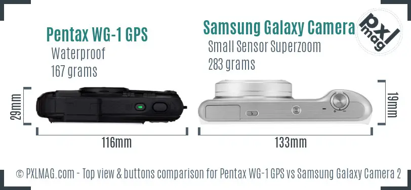 Pentax WG-1 GPS vs Samsung Galaxy Camera 2 top view buttons comparison