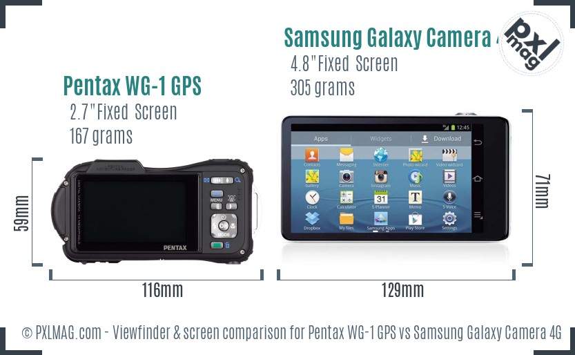 Pentax WG-1 GPS vs Samsung Galaxy Camera 4G Screen and Viewfinder comparison