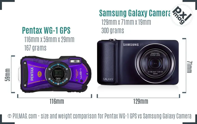 Pentax WG-1 GPS vs Samsung Galaxy Camera size comparison