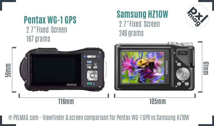 Pentax WG-1 GPS vs Samsung HZ10W Screen and Viewfinder comparison