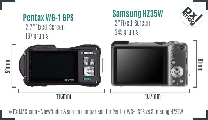 Pentax WG-1 GPS vs Samsung HZ35W Screen and Viewfinder comparison