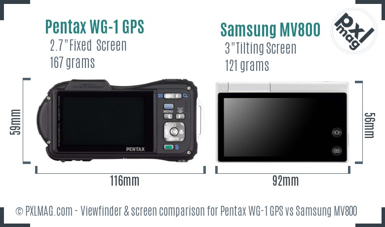 Pentax WG-1 GPS vs Samsung MV800 Screen and Viewfinder comparison