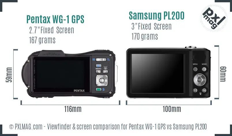 Pentax WG-1 GPS vs Samsung PL200 Screen and Viewfinder comparison