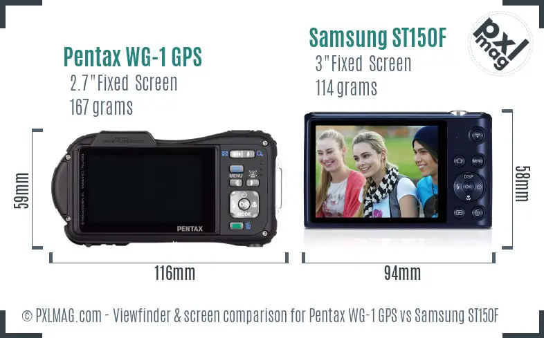 Pentax WG-1 GPS vs Samsung ST150F Screen and Viewfinder comparison