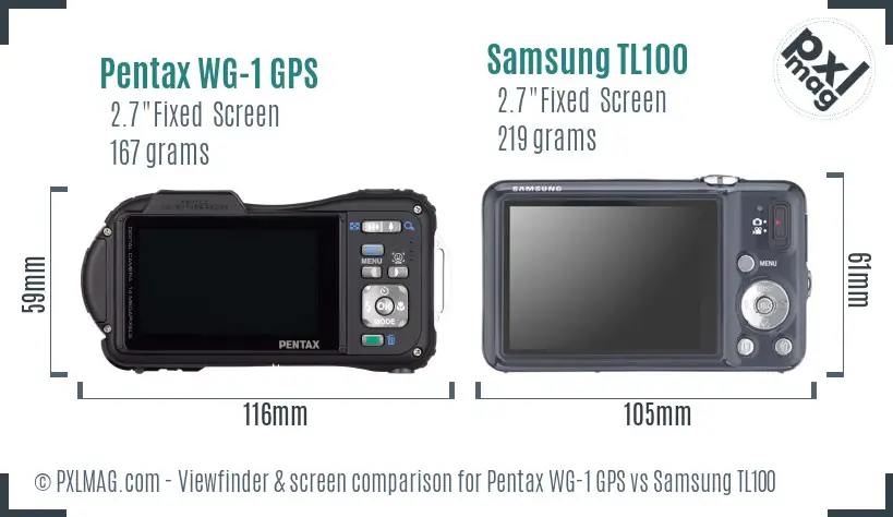 Pentax WG-1 GPS vs Samsung TL100 Screen and Viewfinder comparison Pentax WG-1 GPS vs Samsung TL100 Screen and Viewfinder comparison