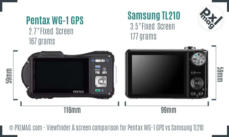 Pentax WG-1 GPS vs Samsung TL210 Screen and Viewfinder comparison