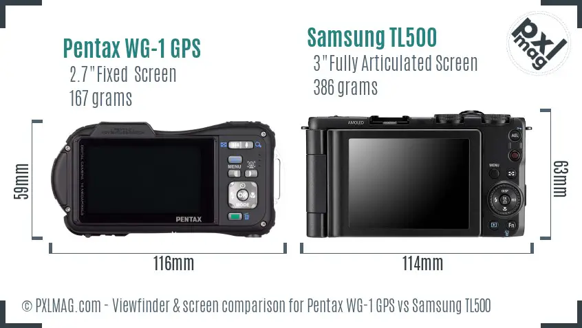 Pentax WG-1 GPS vs Samsung TL500 Screen and Viewfinder comparison