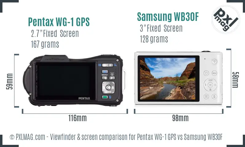 Pentax WG-1 GPS vs Samsung WB30F Screen and Viewfinder comparison Pentax WG-1 GPS vs Samsung WB30F Screen and Viewfinder comparison
