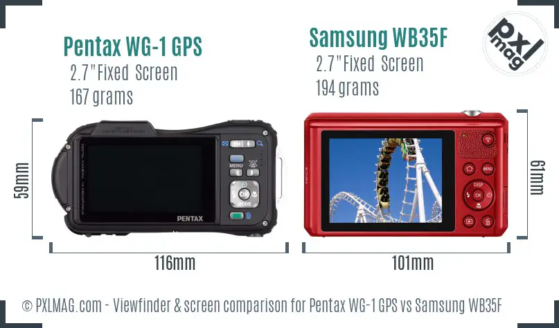 Pentax WG-1 GPS vs Samsung WB35F Screen and Viewfinder comparison