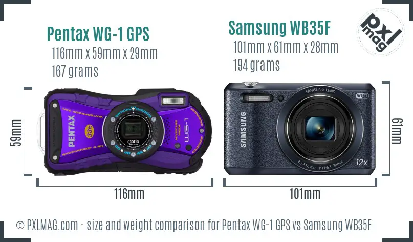 Pentax WG-1 GPS vs Samsung WB35F size comparison