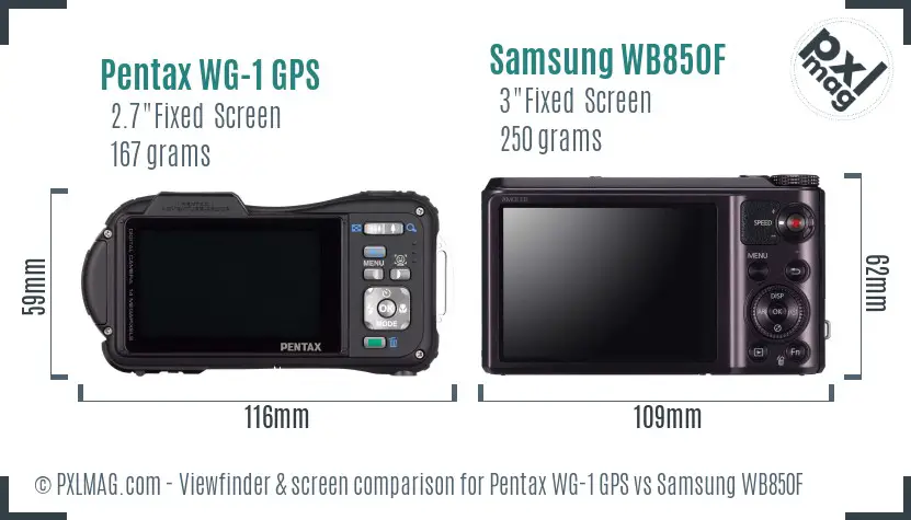 Pentax WG-1 GPS vs Samsung WB850F Screen and Viewfinder comparison