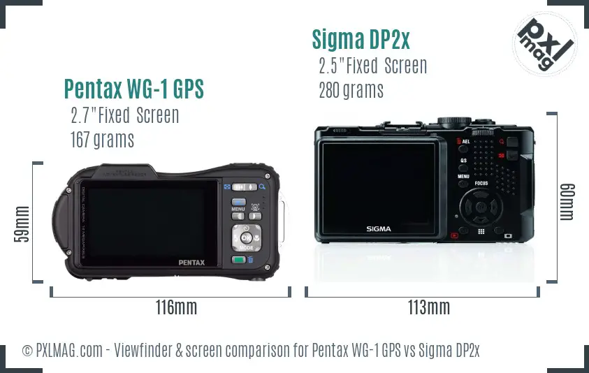 Pentax WG-1 GPS vs Sigma DP2x Screen and Viewfinder comparison