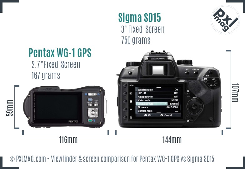 Pentax WG-1 GPS vs Sigma SD15 Screen and Viewfinder comparison